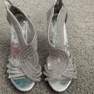 Silver rhinestone high heels size 8